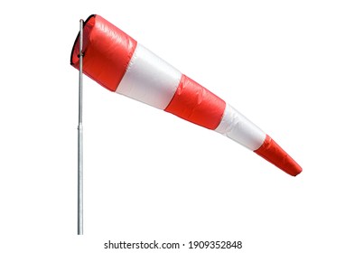 Wind cone. Windsock in windless and perfect flying weather, Isolated on white background