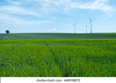 Wind Energy Turbine And Wheel In Rhenish Hesse Germany