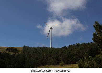 A Wind Farm, A Group Of Wind Turbines Used To Produce Electricity. It’s Sustainable, Renewable Energy For Enviromental. Italy, Europe, Russia, China, United States 