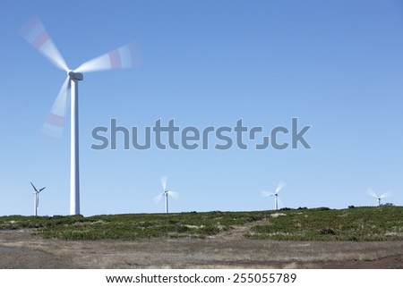 Wind farm on the island of Madeira, Portugal