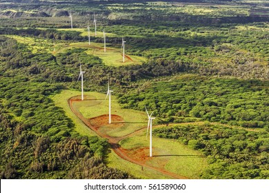 Wind Farm On The Island Of Oahu, Hawaii, USA