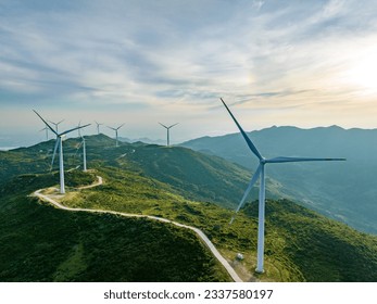 Wind farm on the mountain, blue sky and white clouds - Powered by Shutterstock