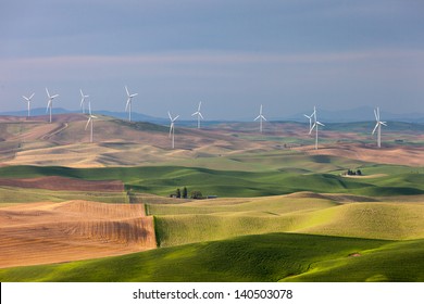 Wind Farm On Rolling Hills