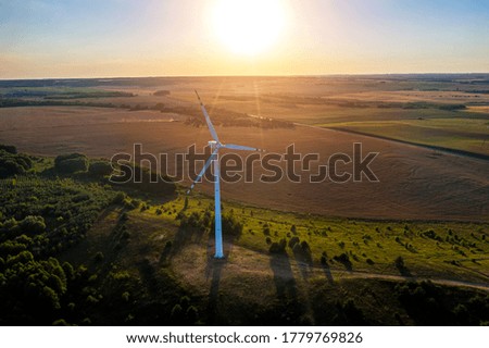 Foto Bild aerial view of wind turbines field energy