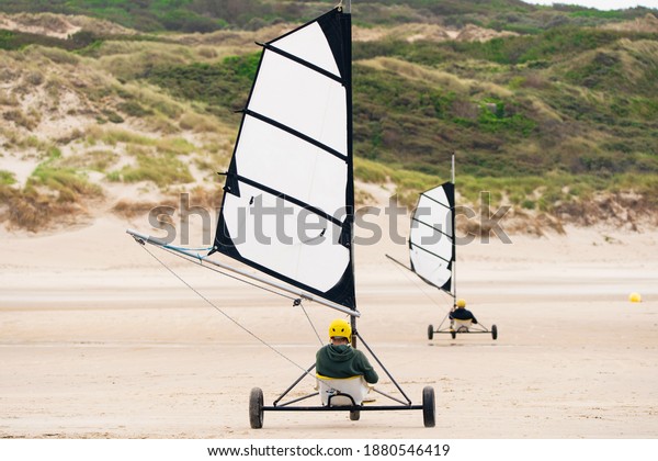 Wind kart on the\
beach