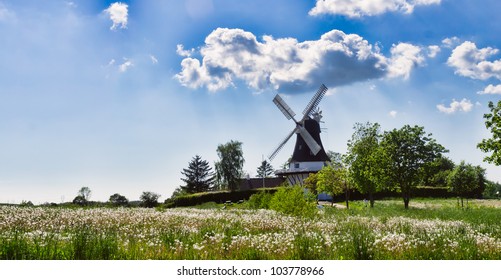 Wind Mill In Egeskov, Fyn, Funen, Denmark