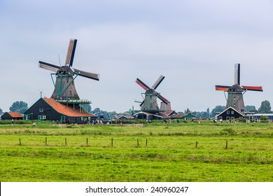 Wind mills in Zaanse Schans, Netherland. Holland