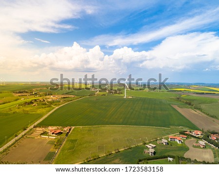 Wind power plants and fields.