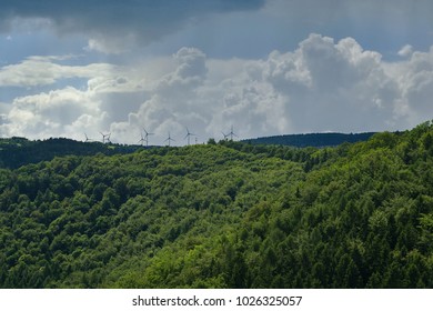 Wind Power Plants In The Ore Mountains.