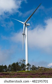 Wind Power Turbine Stoped For Maintenance.