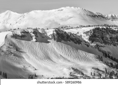 Wind Ripples On The Snow Seen Looking West From Jackson Hole Resort.