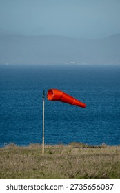 Wind Sock Almost Fully Extended On Santa Rosa Island in Channel Islands National Park