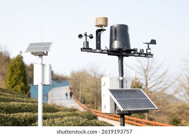 Wind speed and direction sensor and solar panel 
