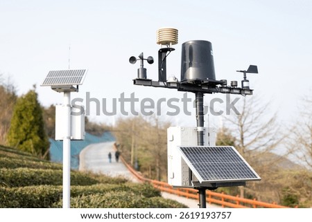 Wind speed and direction sensor and solar panel 