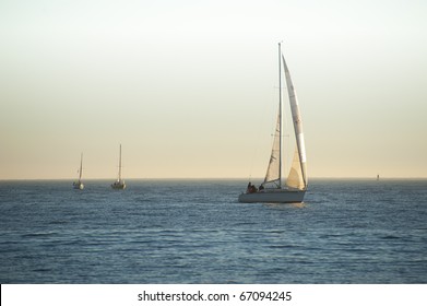 Wind Surfing At Santa Cruz, California