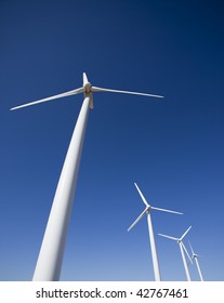 Wind Turbine Array Outside Of Palm Springs California Wide Angle Strange View