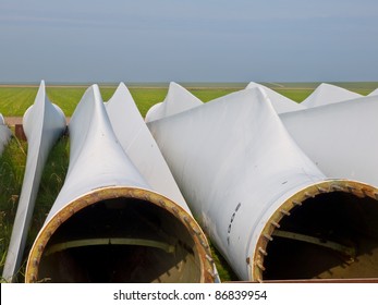 Wind Turbine Blades Awaiting Assembly