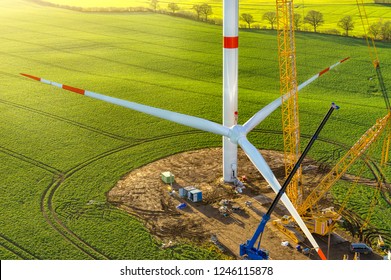 Wind Turbine Erecting Sunrise