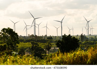 Wind turbine farm - renewable, sustainable and alternative energy