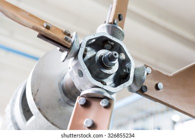 Wind Turbine Generator In A Student Laboratory In An European Technical University. Facility Designed For Educational Research, Tests And Exams.