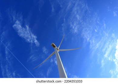 Wind Turbine. Green Energy. One Summer Day Outside. Near Skara, Sweden, Scandinavia, Europe.