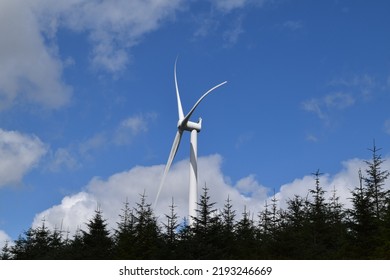 Wind Turbine At Raheenleagh Wind Farm, Arklow, Co. Wicklow, Ireland On The Way To Climb Croghan