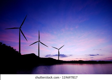 Wind Turbine Sunset Background Ecosystem For Design