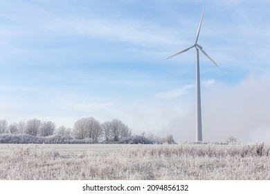 Wind Turbine In A Winter Landscape