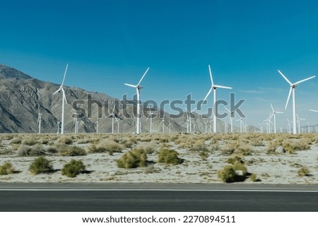 Wind Turbines along the highway in Palm Springs, California