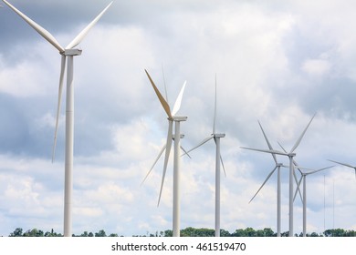 Wind turbines with the clouds and sky, renewable energy