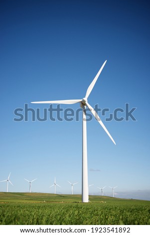 Similar – Windkraftanlage, Windgenerator mit Graffiti Malerei.