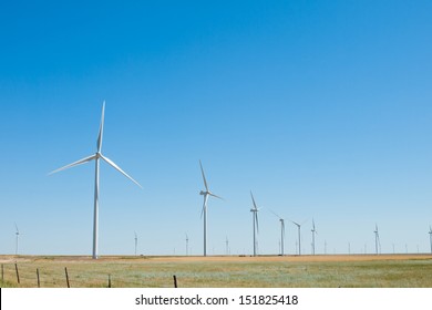 Wind Turbines Farm In Eastern Colorado.