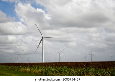 Wind Turbines In A Field In Southeast Texas