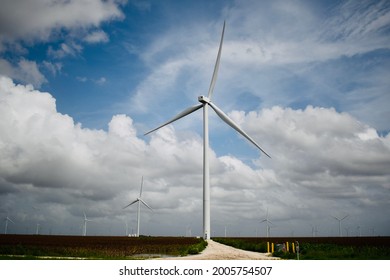 Wind Turbines In A Field In Southeast Texas