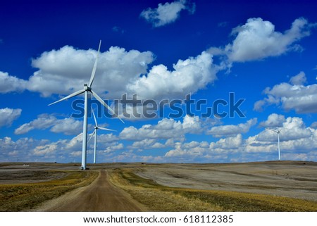 wind turbines generating clean renewable energy in North Dakota.