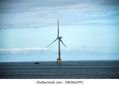 Wind Turbines At North Sea. Balmedie, Aberdeenshire, Scotland, UK. April 28 Th 2018.