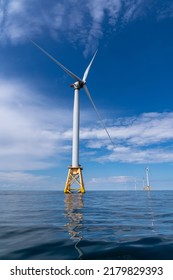 Wind Turbines Off The Shores Of Block Island, Rhode Island, USA.