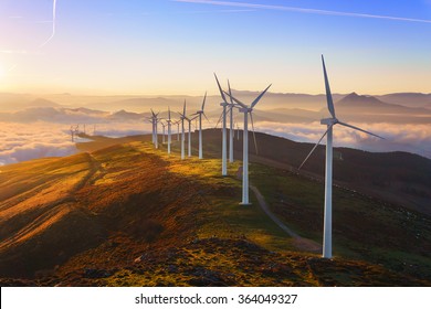 wind turbines in the Oiz eolic park - Shutterstock ID 364049327