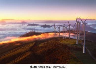 wind turbines on the mountain