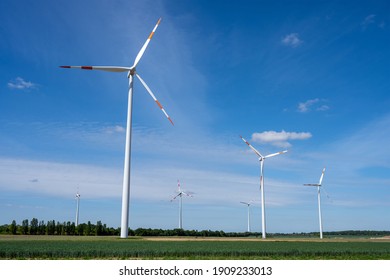 Wind turbines on a sunny day seen in Germany