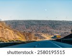 Wind turbines renewable energy windmills at Appalachian mountains ridge, West Virginia Canaan valley on Sugarlands scenic highway road