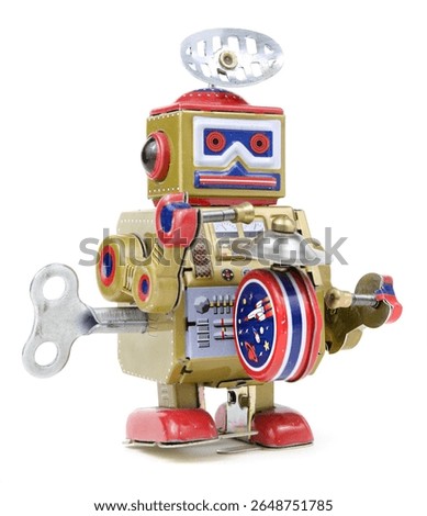 Wind up vintage robot abstract background