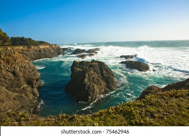 Wind Whipped Waves On The Northern California Coast.