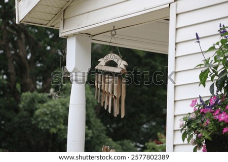 A windchime hanging from the ceiling.