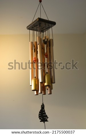 Windchimes hanging on a ceiling