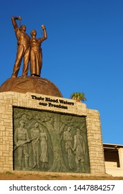 Windhoek,Namibia.April 2019.The Genocide Statue Sits South Of The Nujoma Memorial. It Depicts The 'untold Hardships And Suffering' At The Hands The Troops Of The German Colonial Empire.