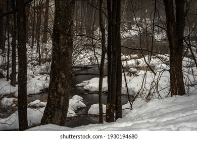 Winding Creek In New England Winter 