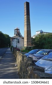 The winding head wheel and buildings at the National coal minning museum for england 17/09/2019