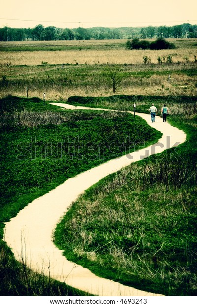 Winding Path Through Grass Prairie Two Stock Photo Edit Now