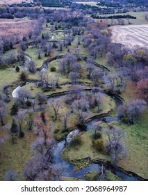 Winding River Aerial Drone View